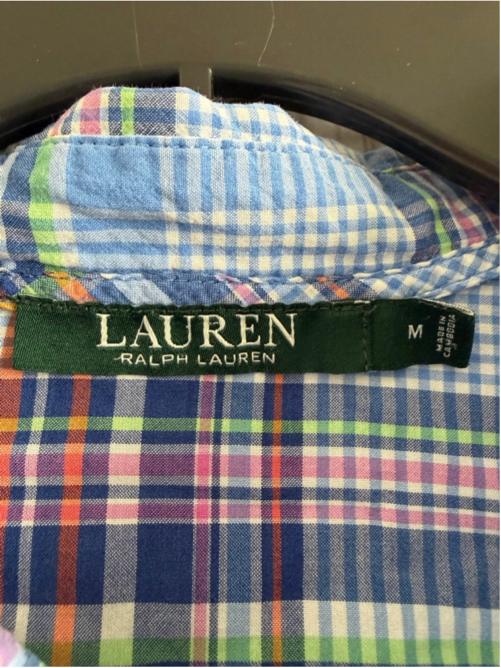 Women's Lauren Ralph Lauren Blue Plaid Button Down Shirt M - Picture 3 of 7